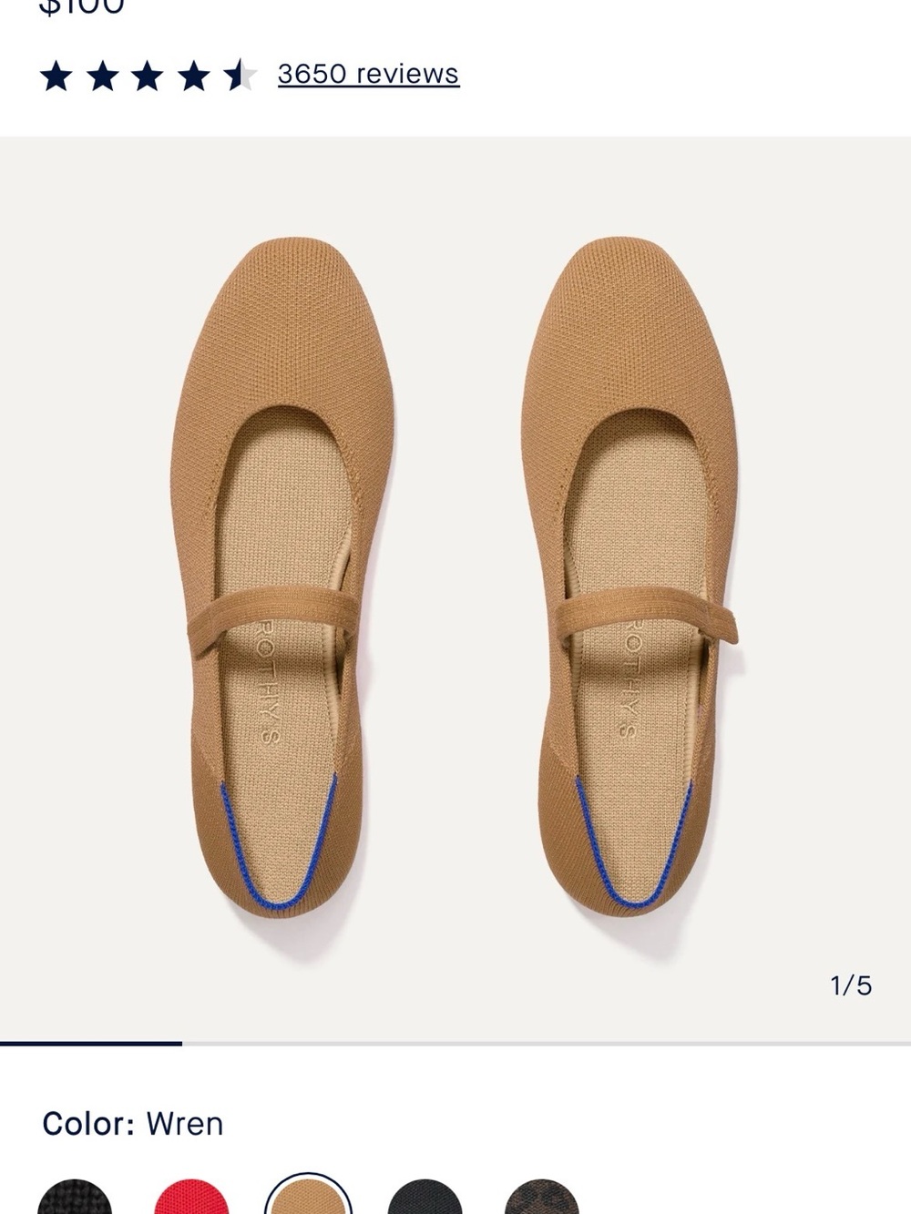 Rothy's Wren (Tan) The Square Mary Jane Flats